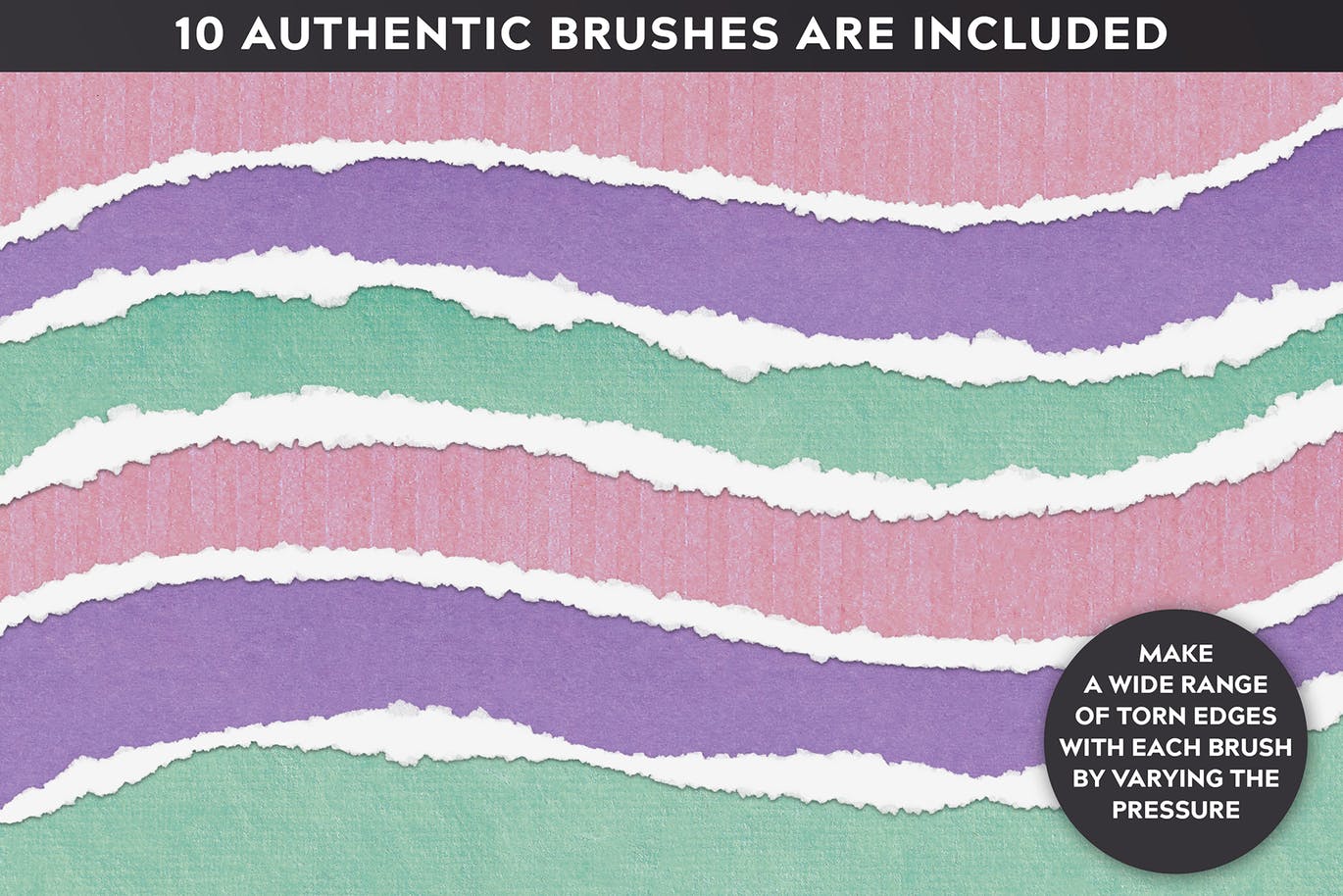 撕纸形状Procreate笔刷素材 RIP IT UP! – TORN EDGE PROCREATE BRUSHES 笔刷资源 sucaiwan.com