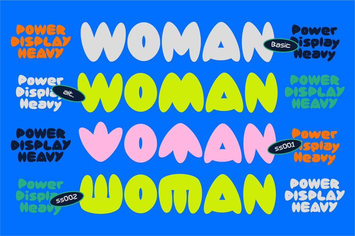 新潮流复古疯克文化爵士嘻哈俏皮英文装饰字体 Power Display Font Family 设计素材 sucaiwan.com