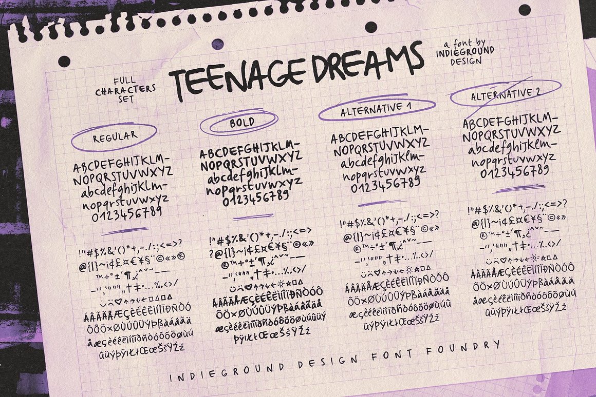 英文字体:4款复古涂鸦90年代街头手写海报标题logo排版字体 TEENAGE DREAMS FONT 设计素材 第5张-素材湾丨精选海外优质设计素材资源 英文字体:4款复古涂鸦90年代街头手写海报标题logo排版字体 TEENAGE DREAMS FONT 设计素材 sucaiwan.com