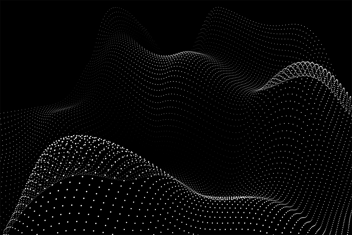 立体白色粒子波浪黑色背景 GEO_NOISE5 Image Pack 图片素材 sucaiwan.com