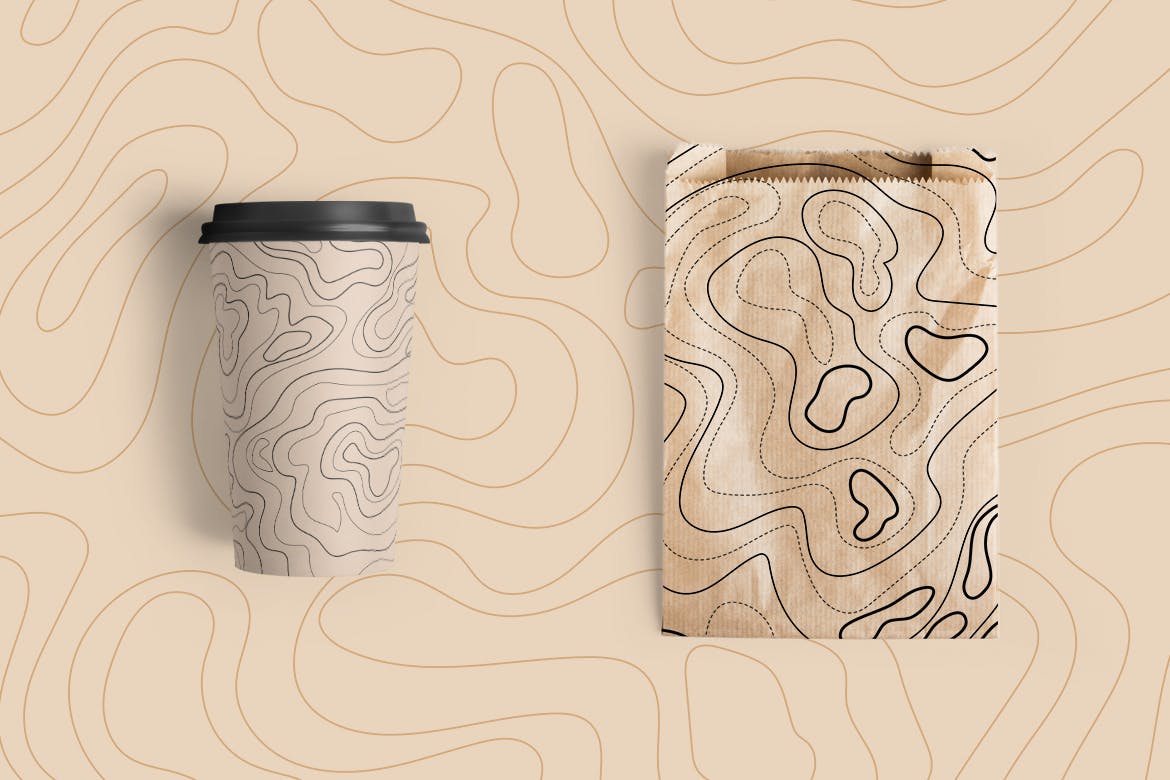 地貌地形无缝装饰图案 Seamless Pattern Topographic Map 图片素材 sucaiwan.com