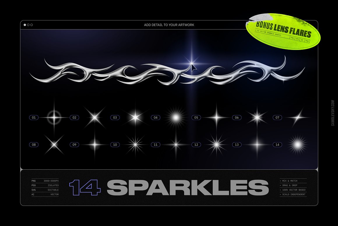 Samolevsky 新潮视觉酸性金属镀铬抽象艺术形状闪光光晕颗粒状纹理PSD模板 Chrome 3D Effect Chrome 3D Photoshop Effect + Shapes 图片素材 第9张-素材湾丨精选海外优质设计素材资源 Samolevsky 新潮视觉酸性金属镀铬抽象艺术形状闪光光晕颗粒状纹理PSD模板 Chrome 3D Effect Chrome 3D Photoshop Effect + Shapes 图片素材 sucaiwan.com