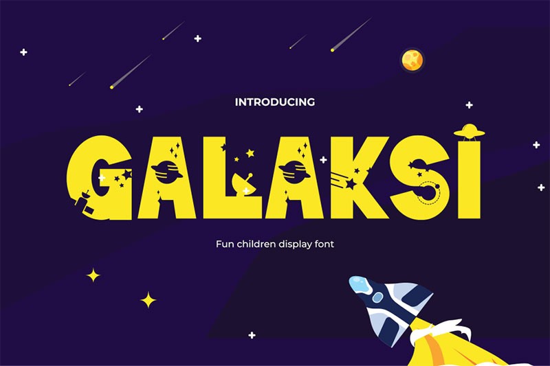 Galaksi卡通太空元素英文字体 设计素材 sucaiwan.com