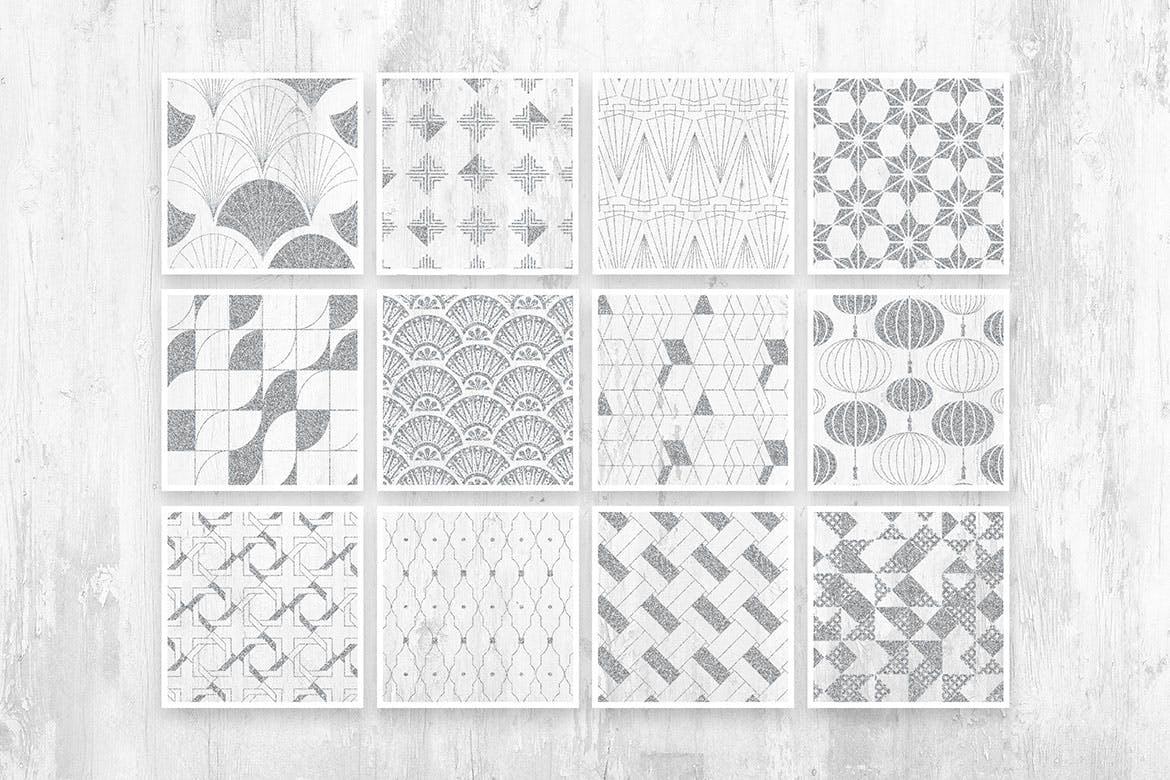 亚洲装饰：无缝装饰艺术图案系列 Asian Deco: Seamless Art Deco Patterns Collection 图片素材 sucaiwan.com