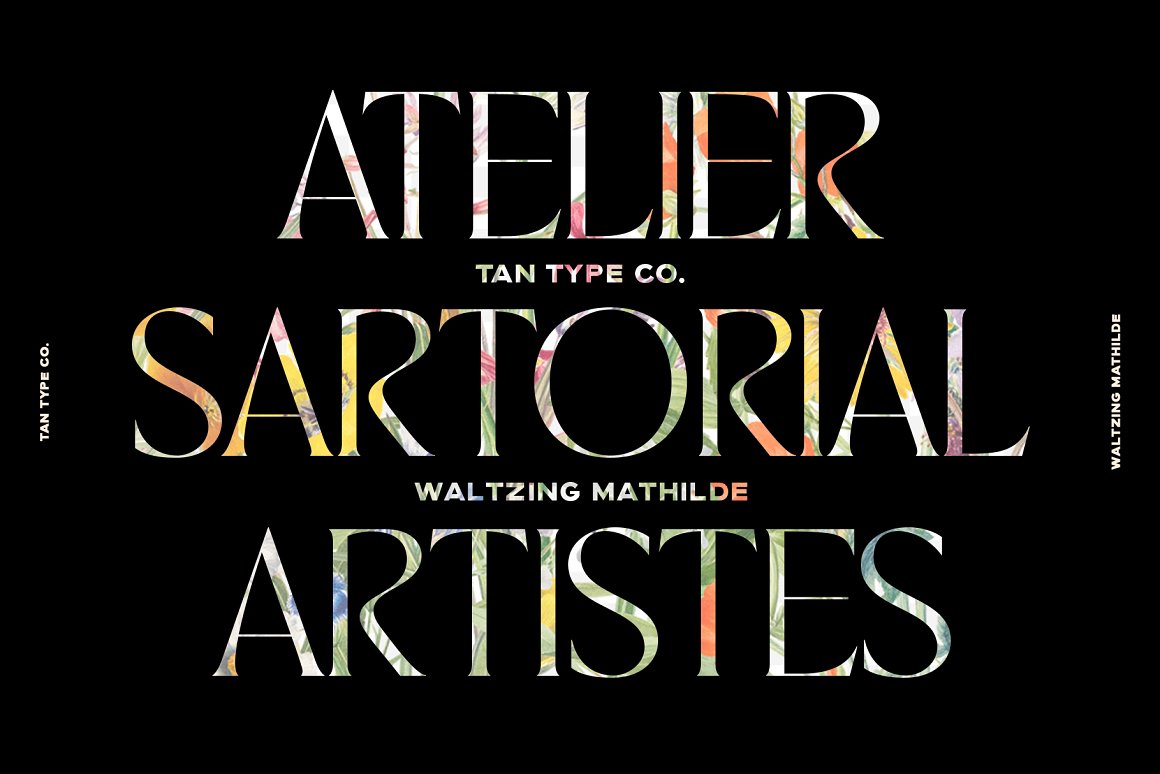 英文字体：优雅俏皮逆反差酸性海报标题徽标设计衬线英文字体 TAN - WALTZING MATHILDE 设计素材 sucaiwan.com