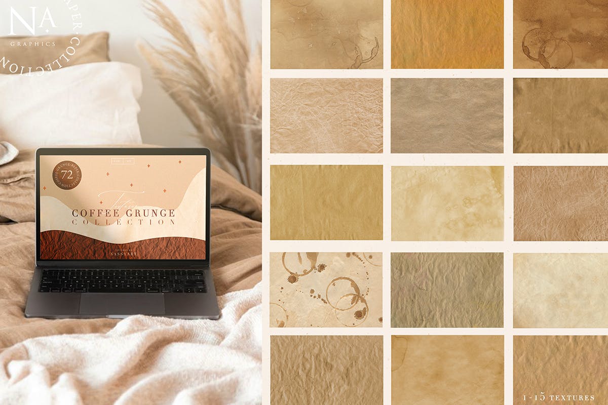 72个咖啡污渍纹理 72 Coffee Grunge Textures 图片素材 sucaiwan.com