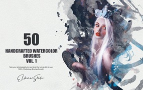 50个手工制作的绘画水彩ps笔刷v1 50 Handcrafted Watercolor Brushes – Vol. 1