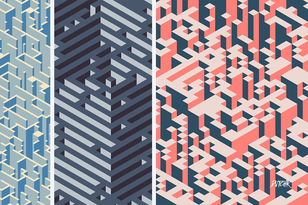 彩色等距矢量迷宫背景 Isometric | Vector Backgrounds 图片素材 sucaiwan.com