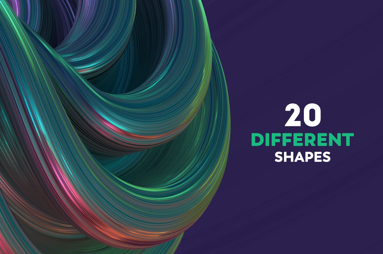 扭曲形状抽象3D渲染多彩背景 Abstract 3D Rendering of Twisted Shapes – Colorful 图片素材 sucaiwan.com