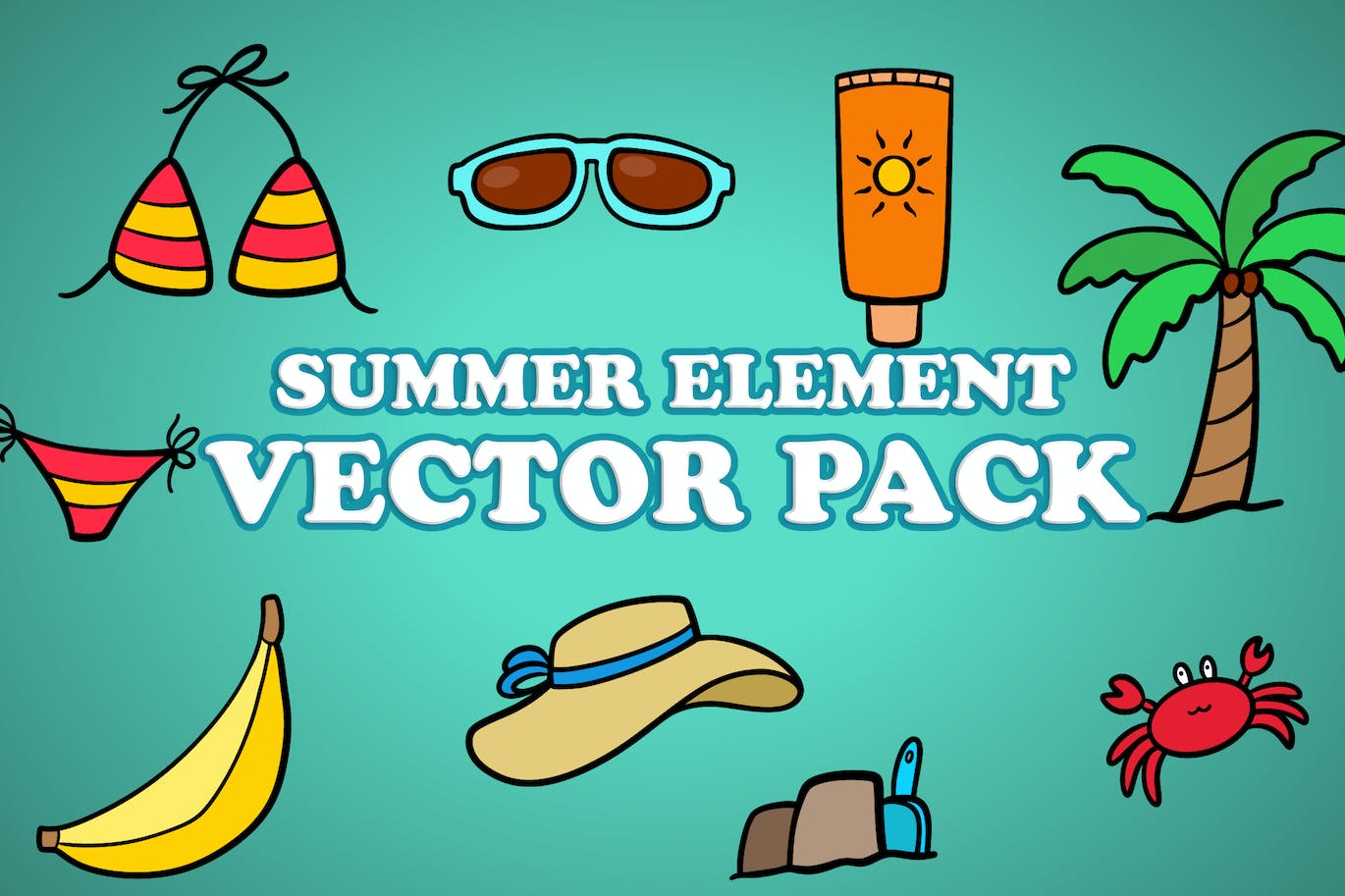 夏季元素矢量插画包 Summer Element Illustration Vector Pack 设计素材 sucaiwan.com