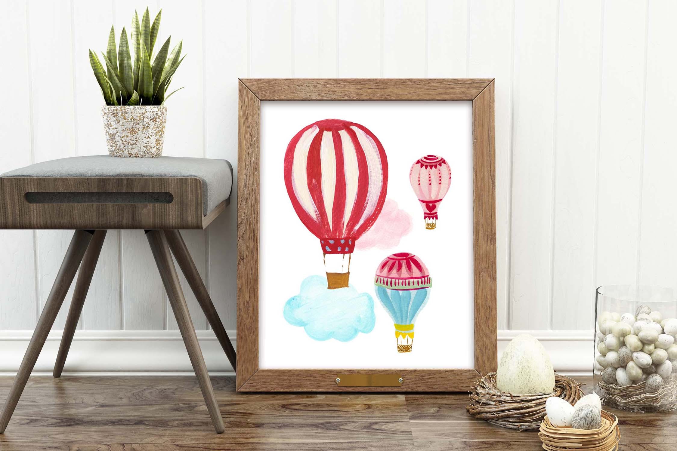 热气球剪贴画和图案集 Hot Air Balloons clipart & pattern set 图片素材 sucaiwan.com