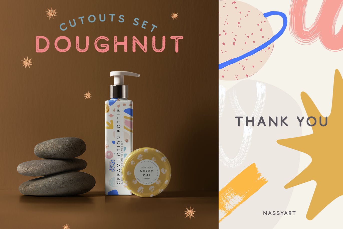 甜甜圈剪纸元素图案套装 Doughnut Cutouts Set 图片素材 sucaiwan.com