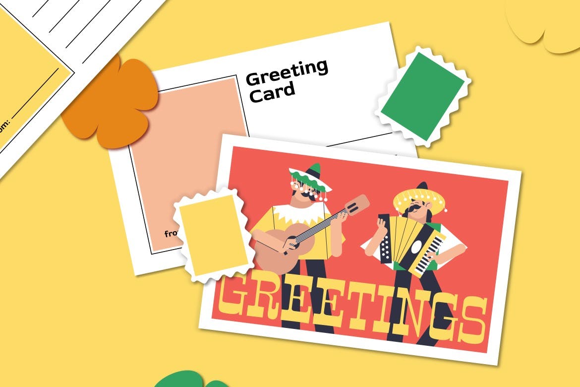 平面设计五月五日节人物矢量插画集 Pink Flat Design Cinco De Mayo Illustration Set 设计素材 sucaiwan.com