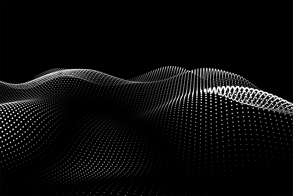 立体白色粒子波浪黑色背景 GEO_NOISE5 Image Pack 图片素材 sucaiwan.com