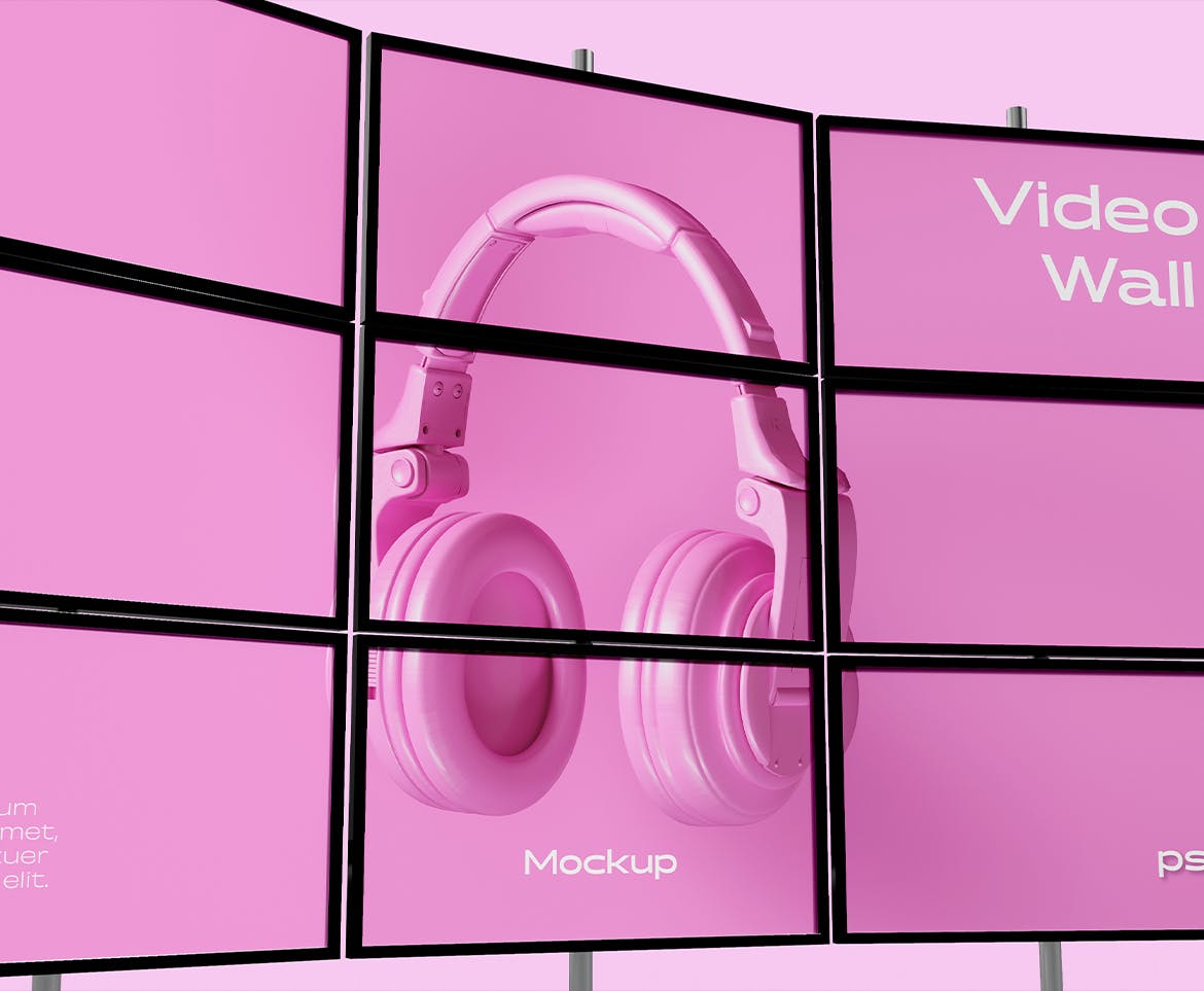 展览视频屏幕墙样机图 Exhibition Video Wall Mockup 样机素材 sucaiwan.com