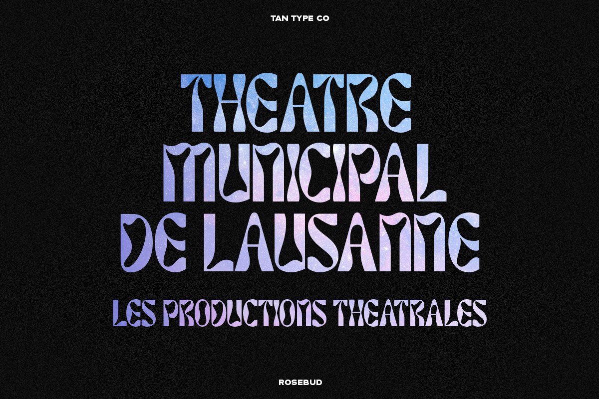 英文字体：90年代复古迷幻扭曲Y2K怪诞字母标题图标设计英文字体 TAN – ROSEBUD Font 设计素材 sucaiwan.com