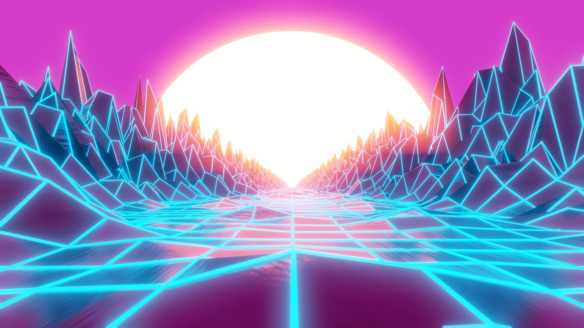 复古80年代合成波和逆波背景v2 Synthwave And Retrowave Background 002 图片素材 sucaiwan.com