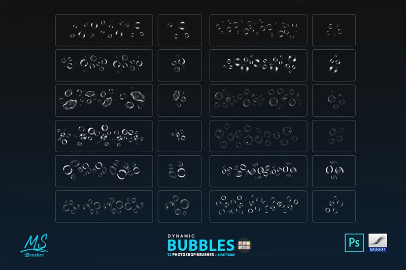 12个高质量动态透明气泡PS笔刷 笔刷资源 sucaiwan.com