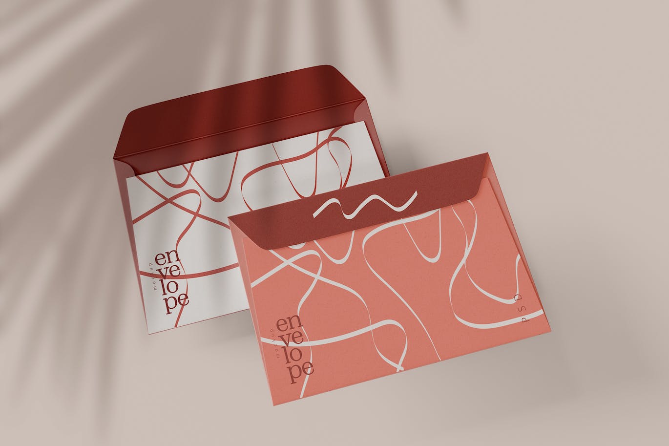 邮件信封设计展示样机图psd模板v2 Envelopes Mockup 样机素材 sucaiwan.com