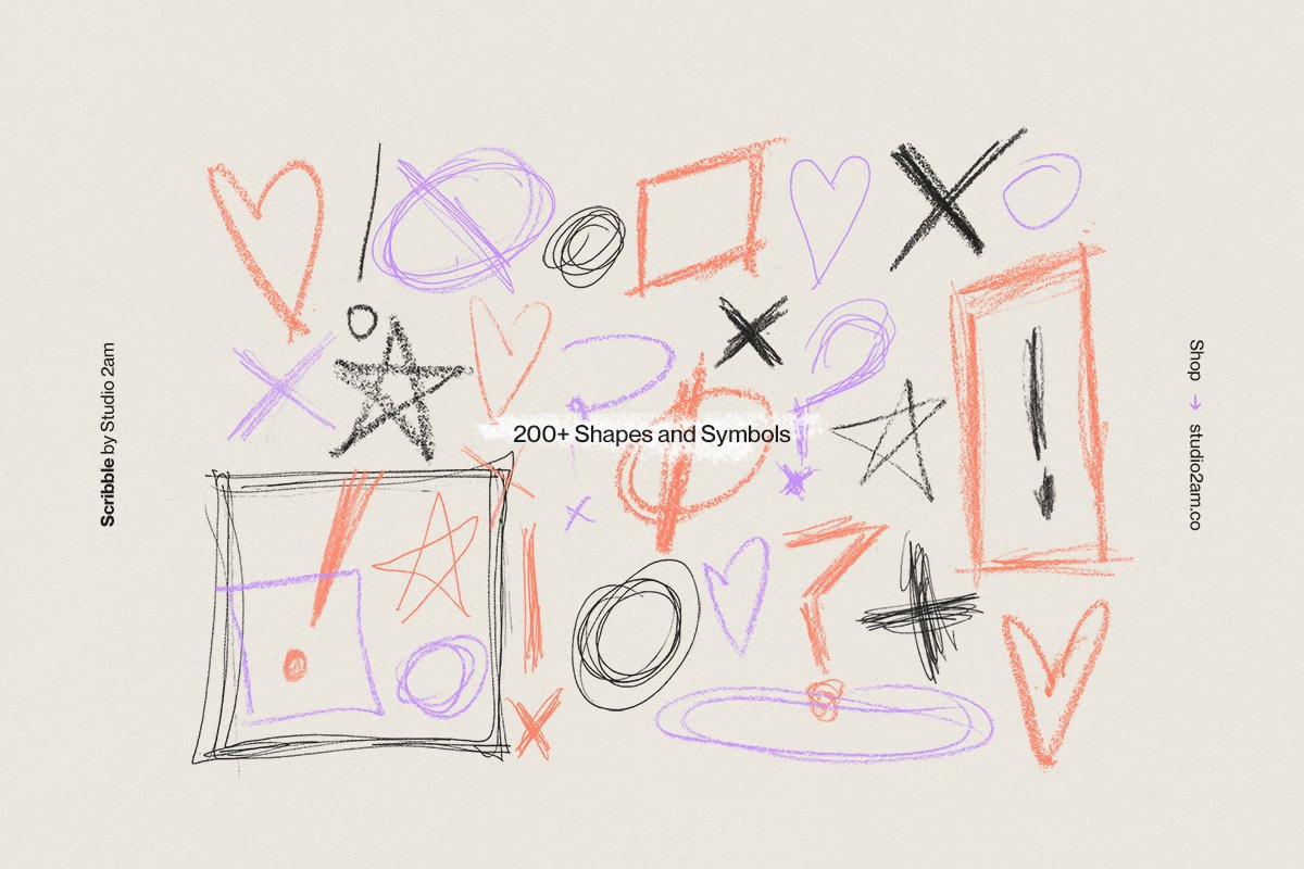 Studio 2am 500多个街头艺术风格趣味蜡笔手绘线条喷雾标记涂鸦笔刷包 Scribble - 500+ lines, shapes + more 笔刷资源 第9张-素材湾丨精选海外优质设计素材资源 Studio 2am 500多个街头艺术风格趣味蜡笔手绘线条喷雾标记涂鸦笔刷包 Scribble - 500+ lines, shapes + more 笔刷资源 sucaiwan.com