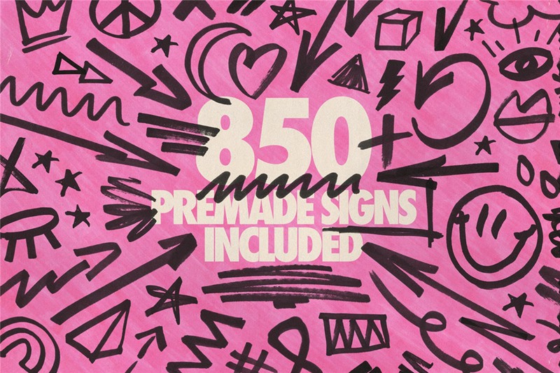 850个趣味灵感马克笔Y2K涂鸦笔触形状图形插画箭头标记PS笔刷纸张肌理设计套装 Markers Kit Indieground 笔刷资源 第13张-素材湾丨精选海外优质设计素材资源 850个趣味灵感马克笔Y2K涂鸦笔触形状图形插画箭头标记PS笔刷纸张肌理设计套装 Markers Kit Indieground 笔刷资源 sucaiwan.com