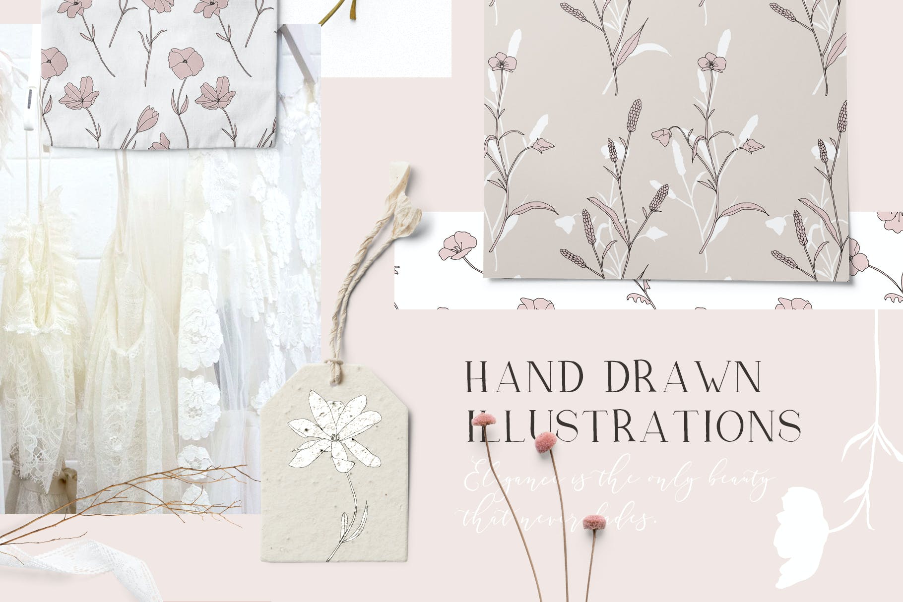 精美的花卉图案和元素 Dainty Floral Patterns & Elements 图片素材 sucaiwan.com