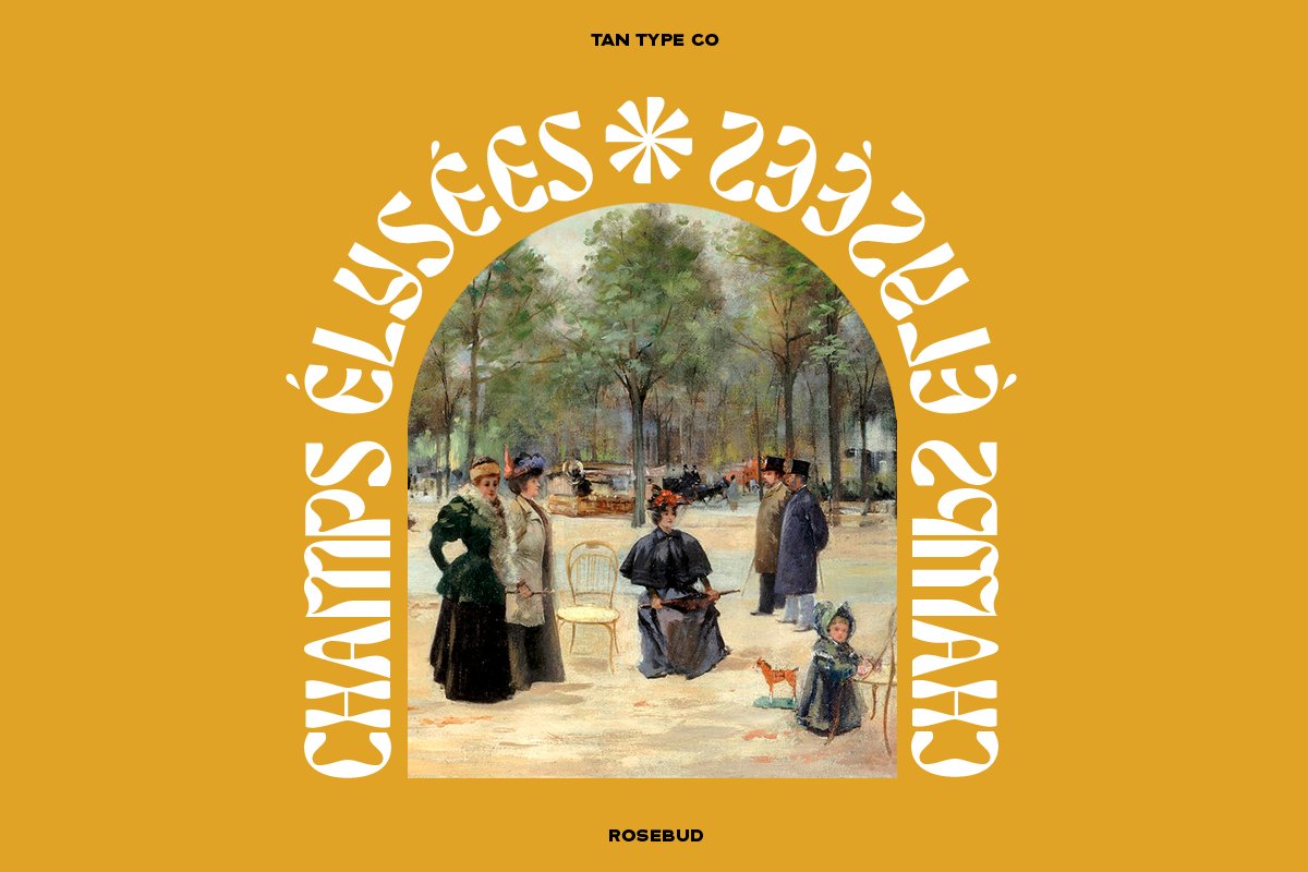 英文字体：90年代复古迷幻扭曲Y2K怪诞字母标题图标设计英文字体 TAN – ROSEBUD Font 设计素材 sucaiwan.com