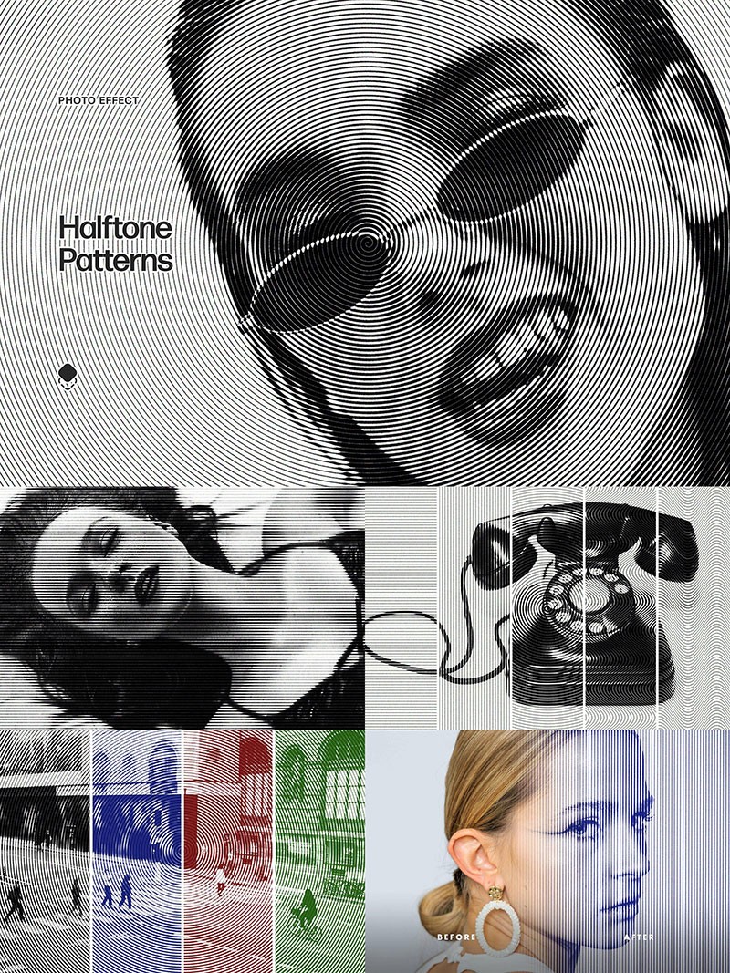 16款波普艺术半色调纹理图层样式PSD 图片素材 sucaiwan.com