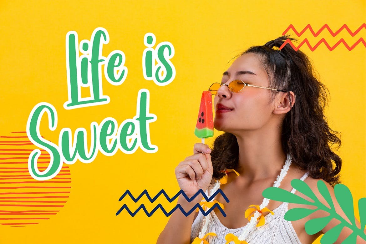 热带风情风格促销推广素材手写字体 Handwritten Font 设计素材 sucaiwan.com