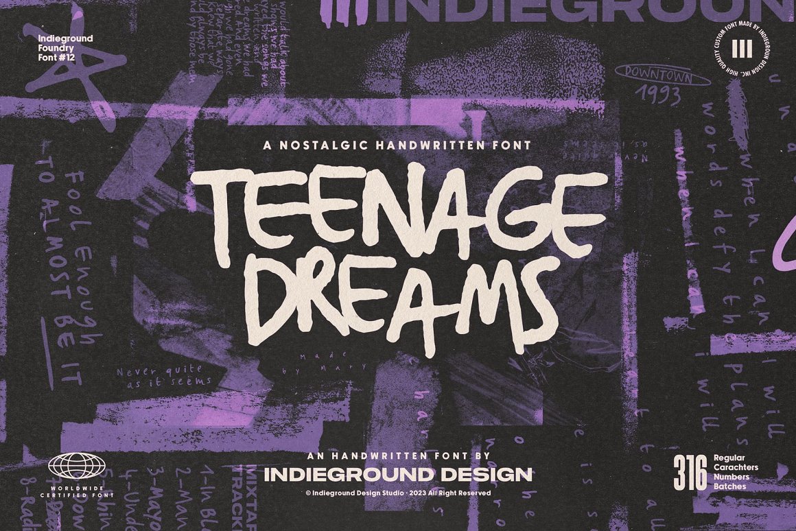 英文字体:4款复古涂鸦90年代街头手写海报标题logo排版字体 TEENAGE DREAMS FONT 设计素材 第1张-素材湾丨精选海外优质设计素材资源 英文字体:4款复古涂鸦90年代街头手写海报标题logo排版字体 TEENAGE DREAMS FONT 设计素材 sucaiwan.com