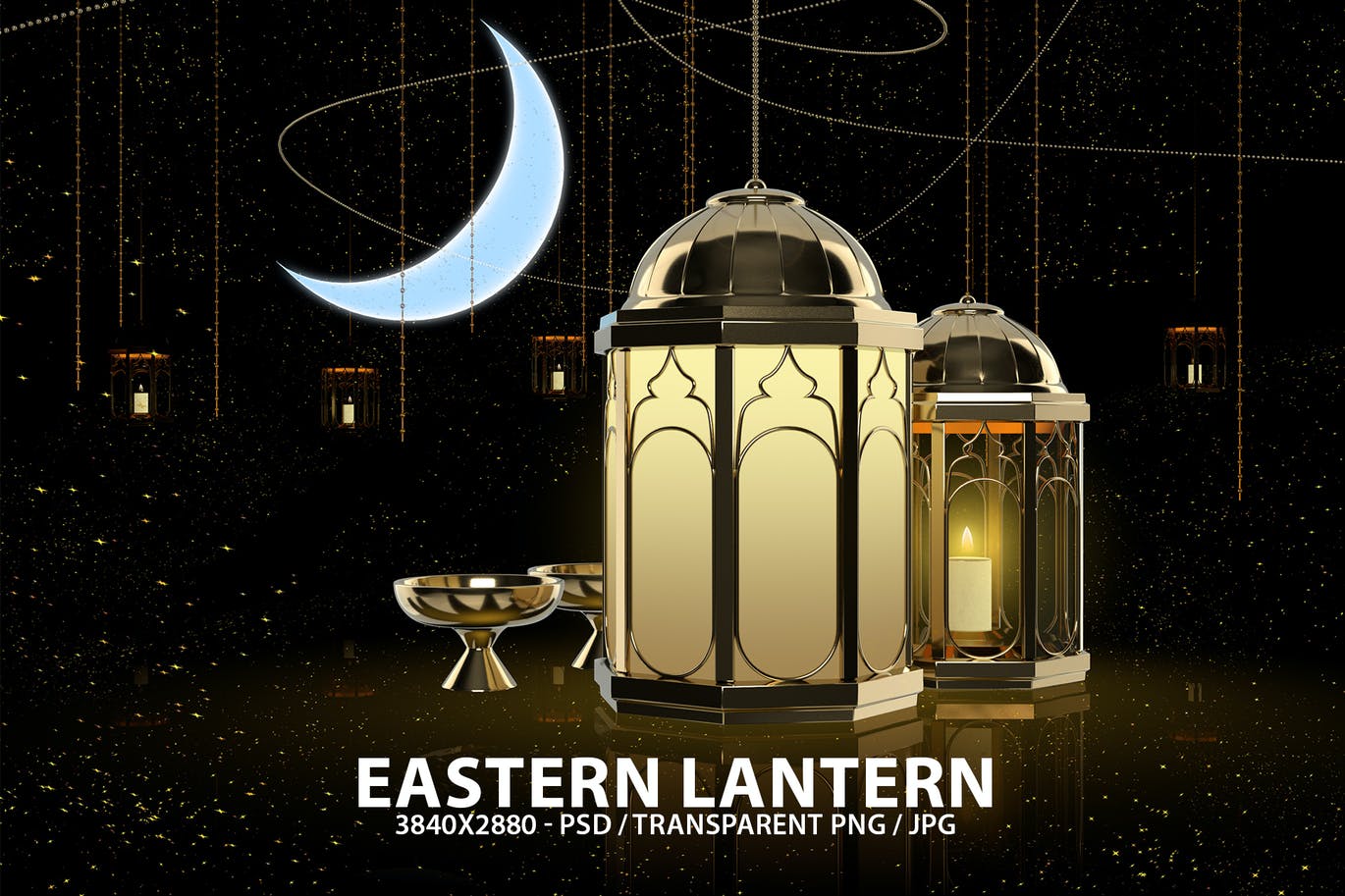 3D奢华装饰吊灯背景 Eastern Fanous Lantern 图片素材 sucaiwan.com