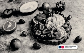 半色调皱褶纸效果照片处理PS动作 Halftone Crumpled Paper Photoshop Action