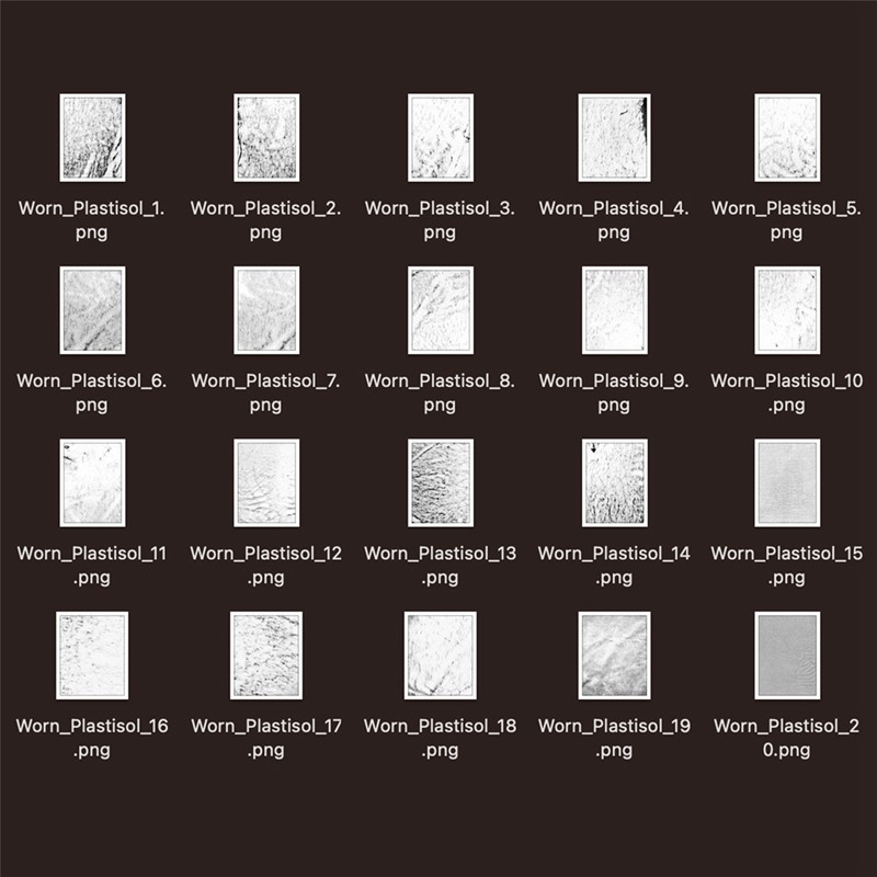 20款复古粗糙质感裂痕塑料溶胶墨水纸张PNG叠加肌理套装 Doron Studios - Worn Plastisol Texture Kit 图片素材 sucaiwan.com