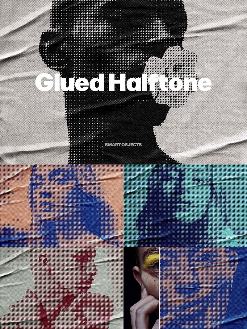 16款波普艺术半色调纹理图层样式PSD 图片素材 sucaiwan.com