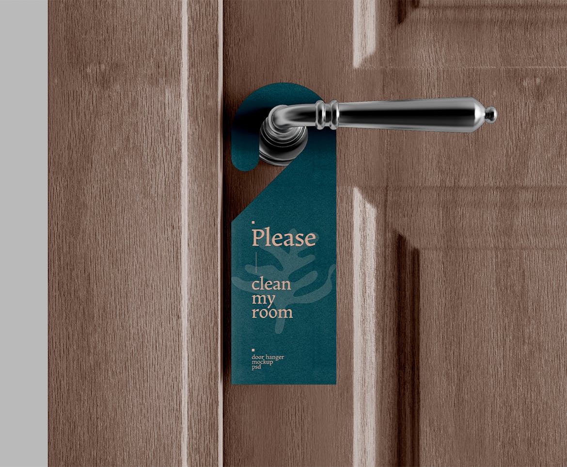 酒店门挂标签设计样机图psd模板 Hotel Door Hanger Mockup 样机素材 sucaiwan.com
