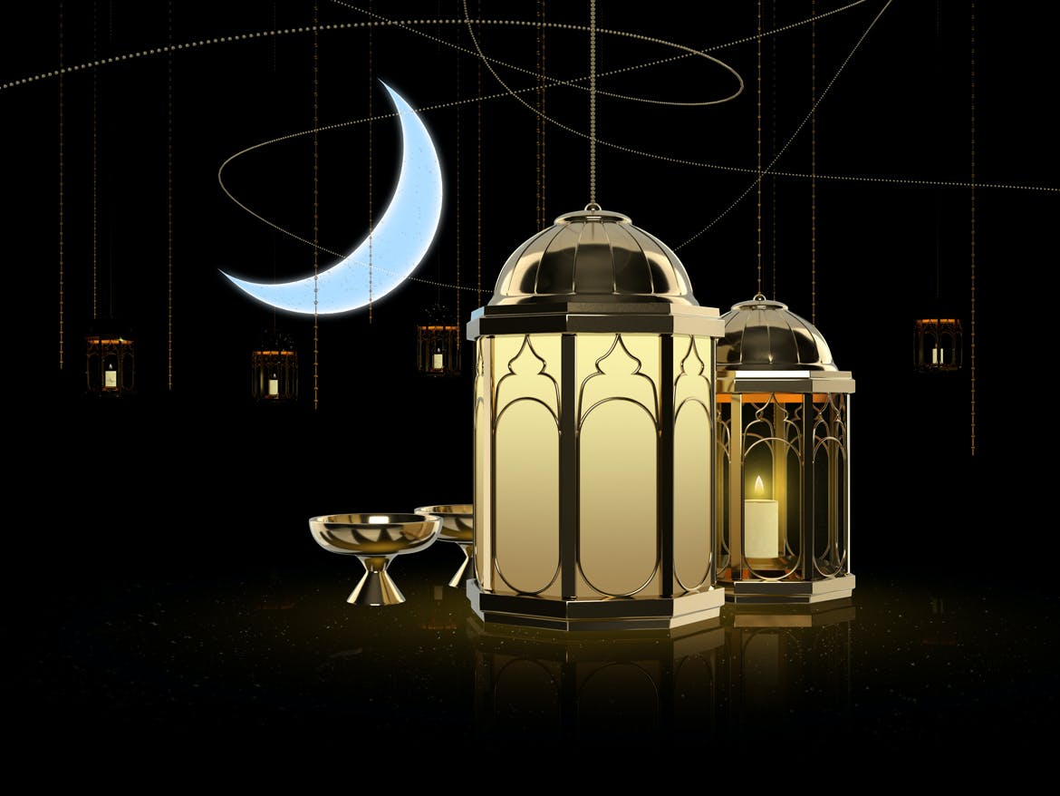 3D奢华装饰吊灯背景 Eastern Fanous Lantern 图片素材 sucaiwan.com