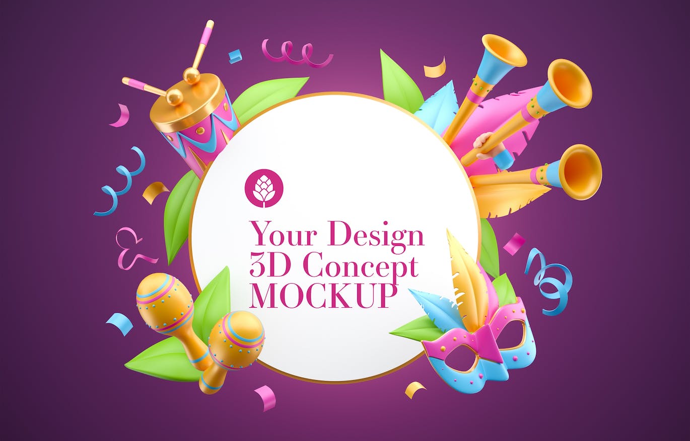 狂欢节元素框架样机图psd素材 Set Carnival Frames Mockup 样机素材 sucaiwan.com