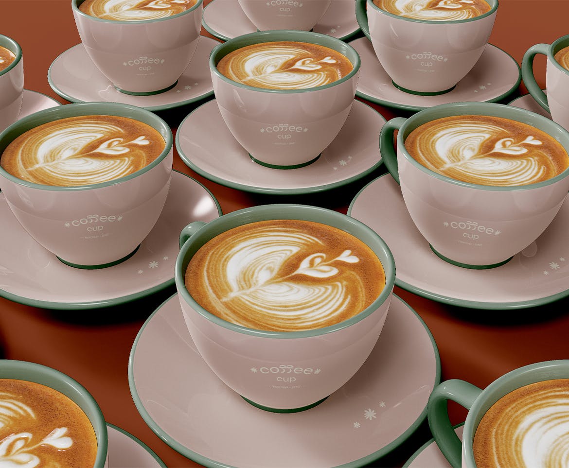 陶瓷托盘咖啡杯样机图psd模板 Ceramic Mugs Mockup 样机素材 sucaiwan.com