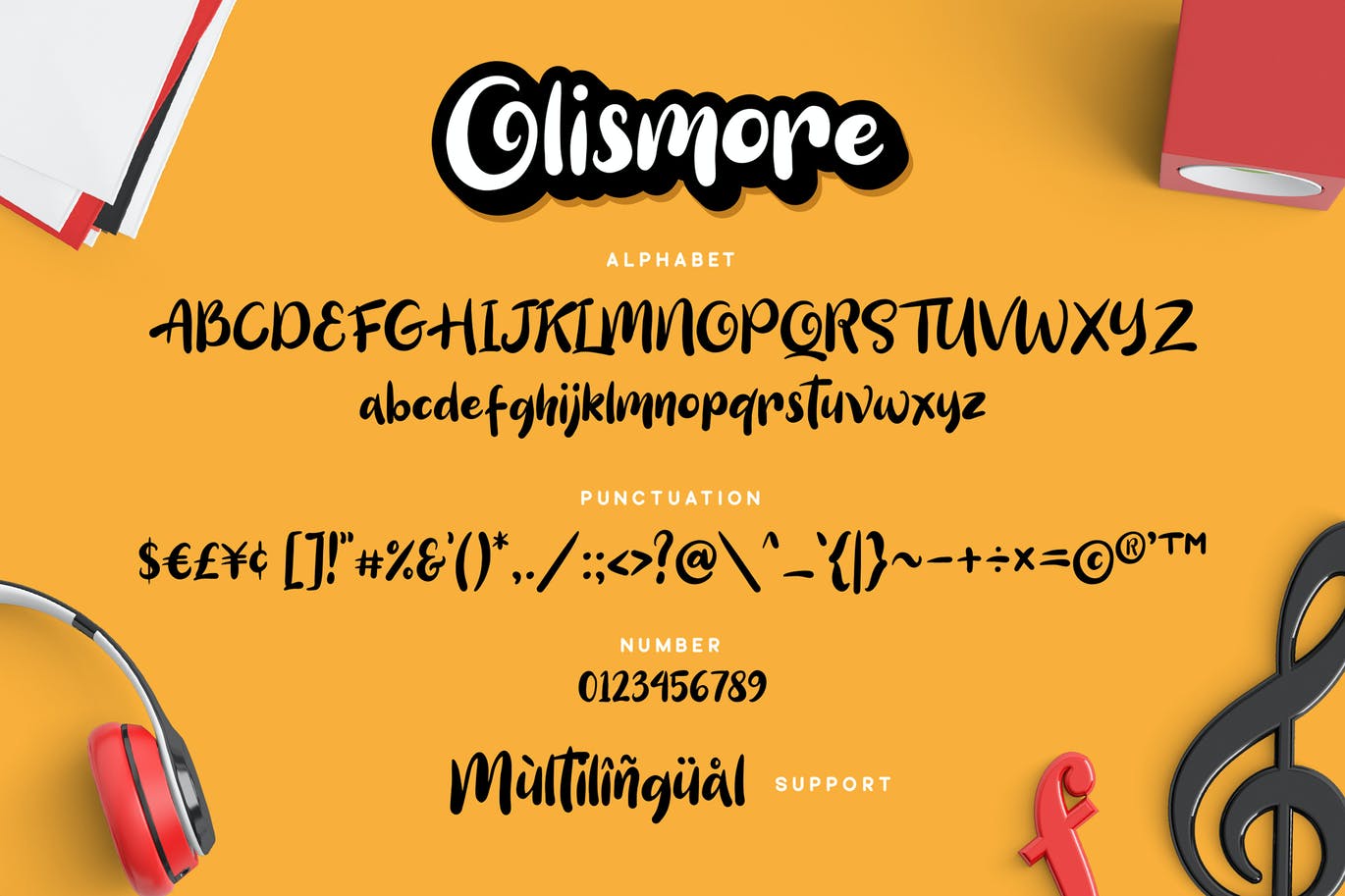 独特的手绘字体素材 Olismore Font 设计素材 sucaiwan.com