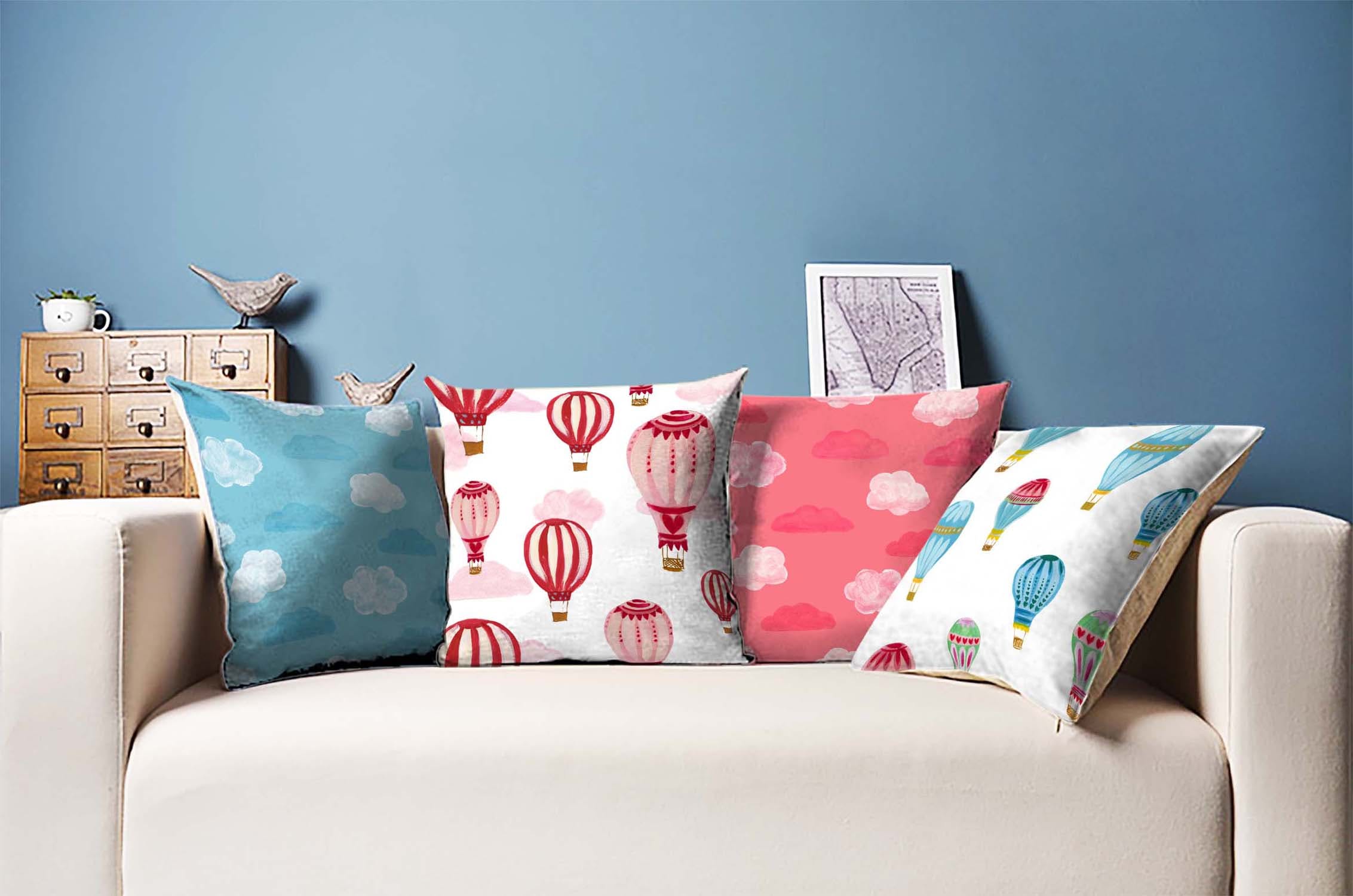 热气球剪贴画和图案集 Hot Air Balloons clipart & pattern set 图片素材 sucaiwan.com