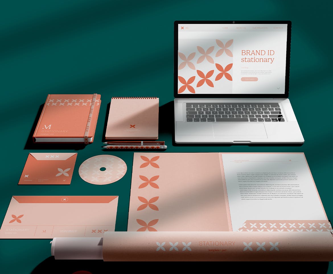 商业办公文具套装品牌VI样机图 Stationery Set Mockup 样机素材 sucaiwan.com