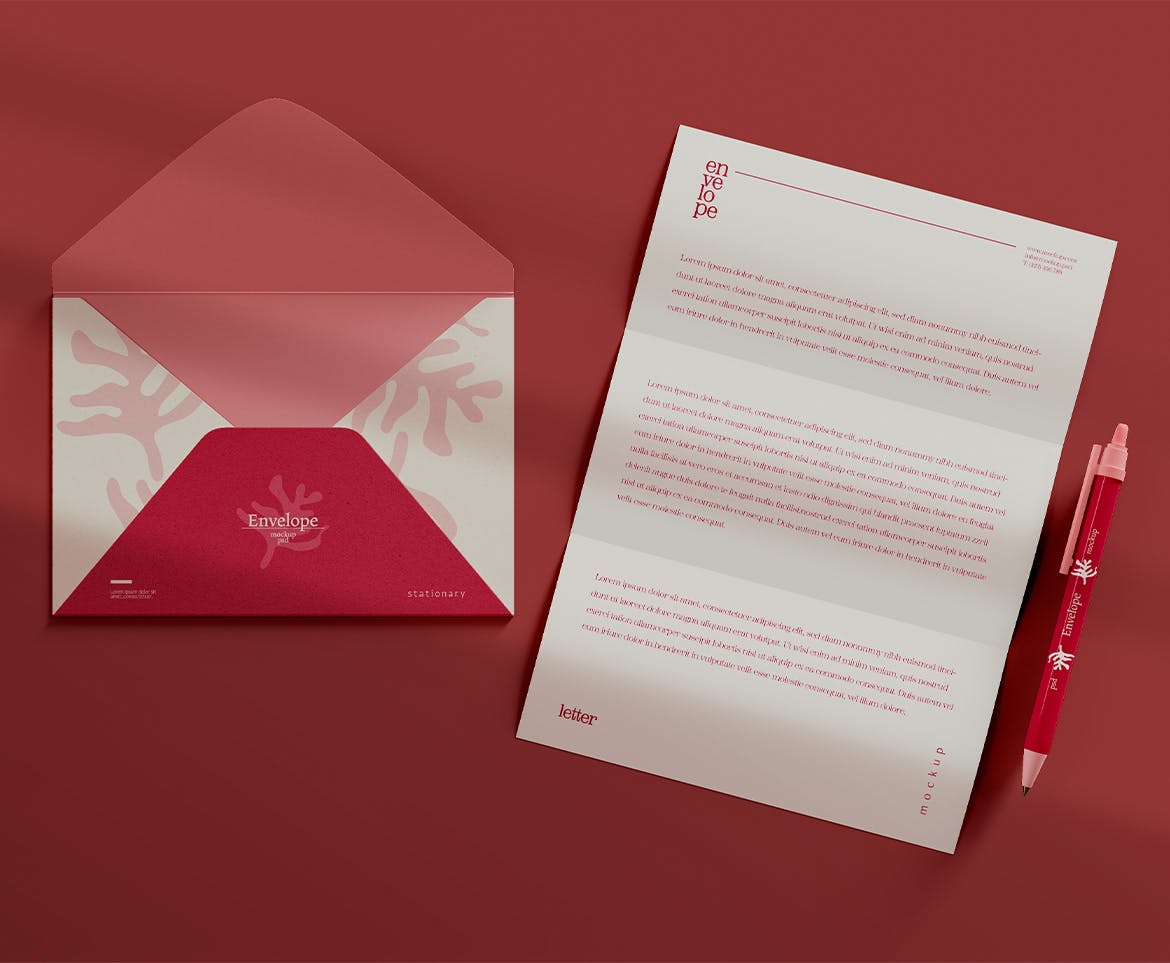 信封和信函设计展示样机图psd模板 Envelope and Letter Mockup 样机素材 sucaiwan.com