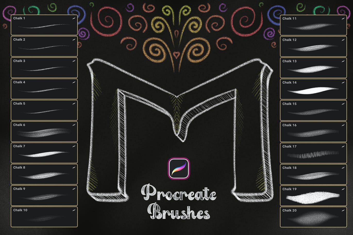 粉笔效果Procreate笔刷素材 Chalk Procreate Brushes 笔刷资源 sucaiwan.com