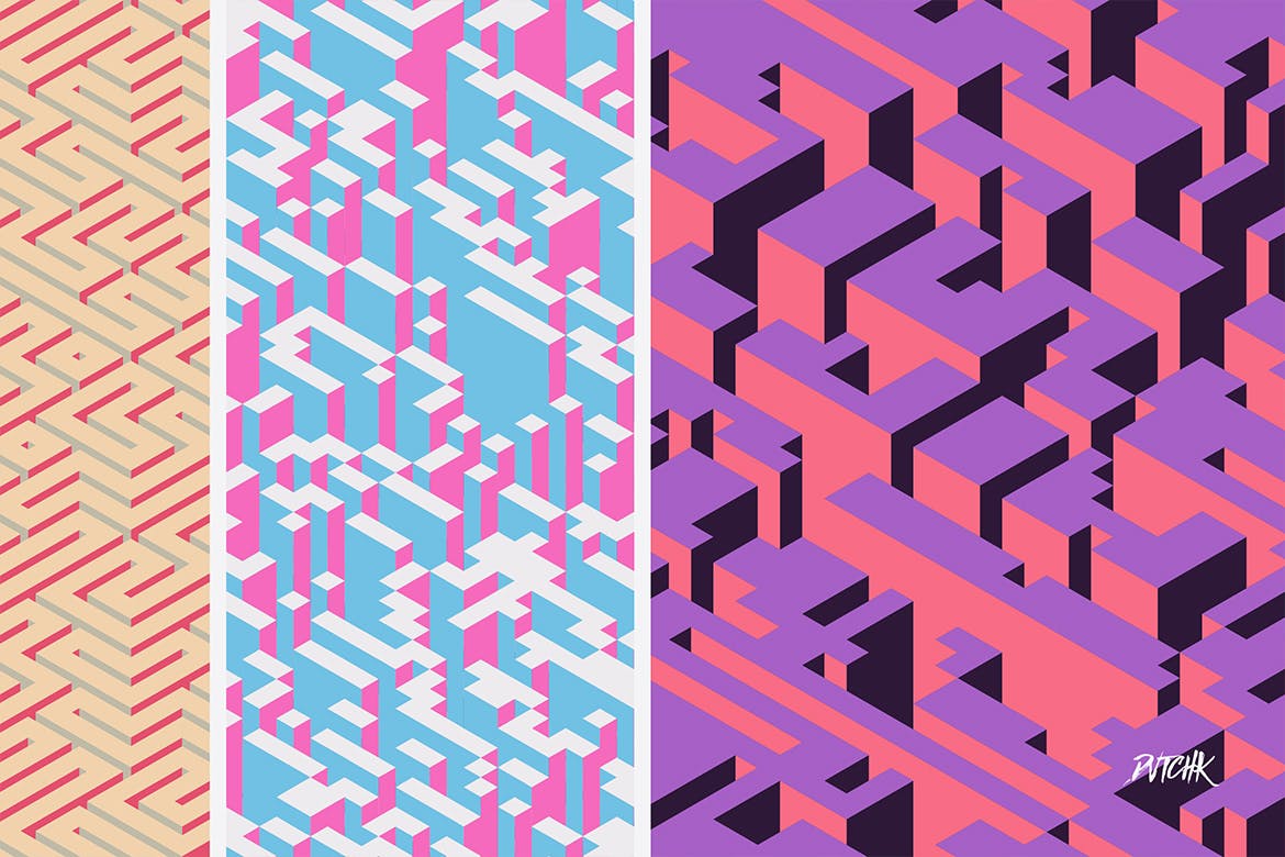 彩色等距矢量迷宫背景 Isometric | Vector Backgrounds 图片素材 sucaiwan.com