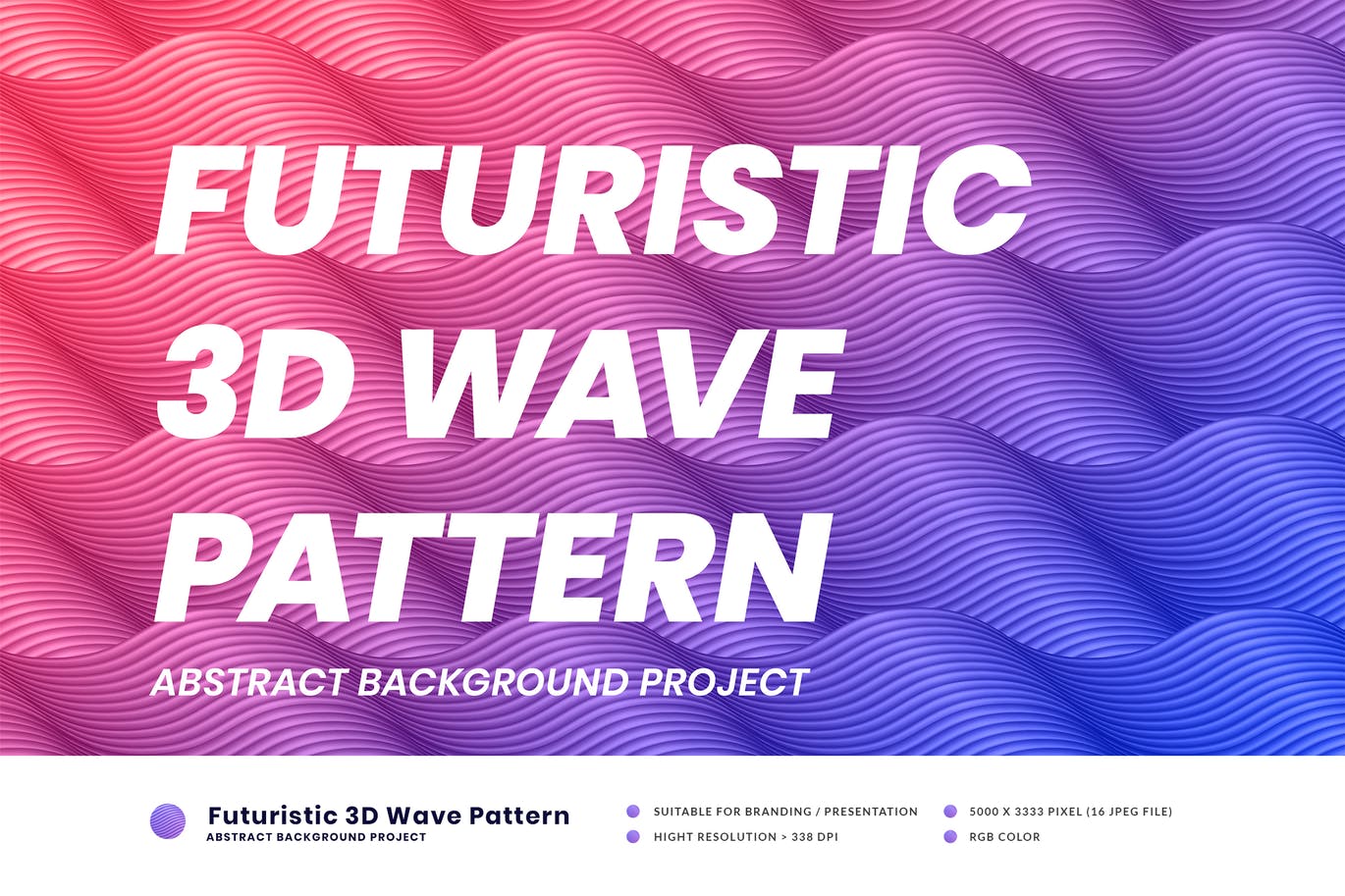 未来派3D渐变波浪图案背景 Futureristic 3D Wave Pattern 图片素材 sucaiwan.com
