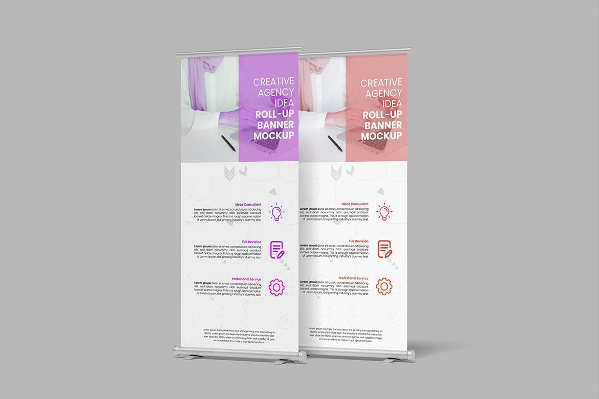 立式横幅Banner图样机 Stand Banner Mockup 样机素材 sucaiwan.com