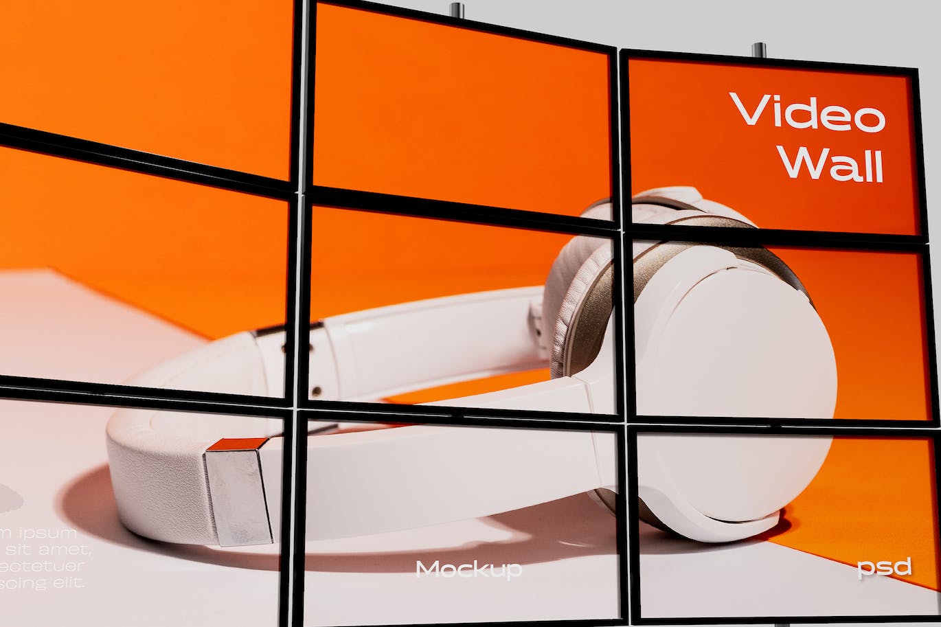 展览视频屏幕墙样机图 Exhibition Video Wall Mockup 样机素材 sucaiwan.com