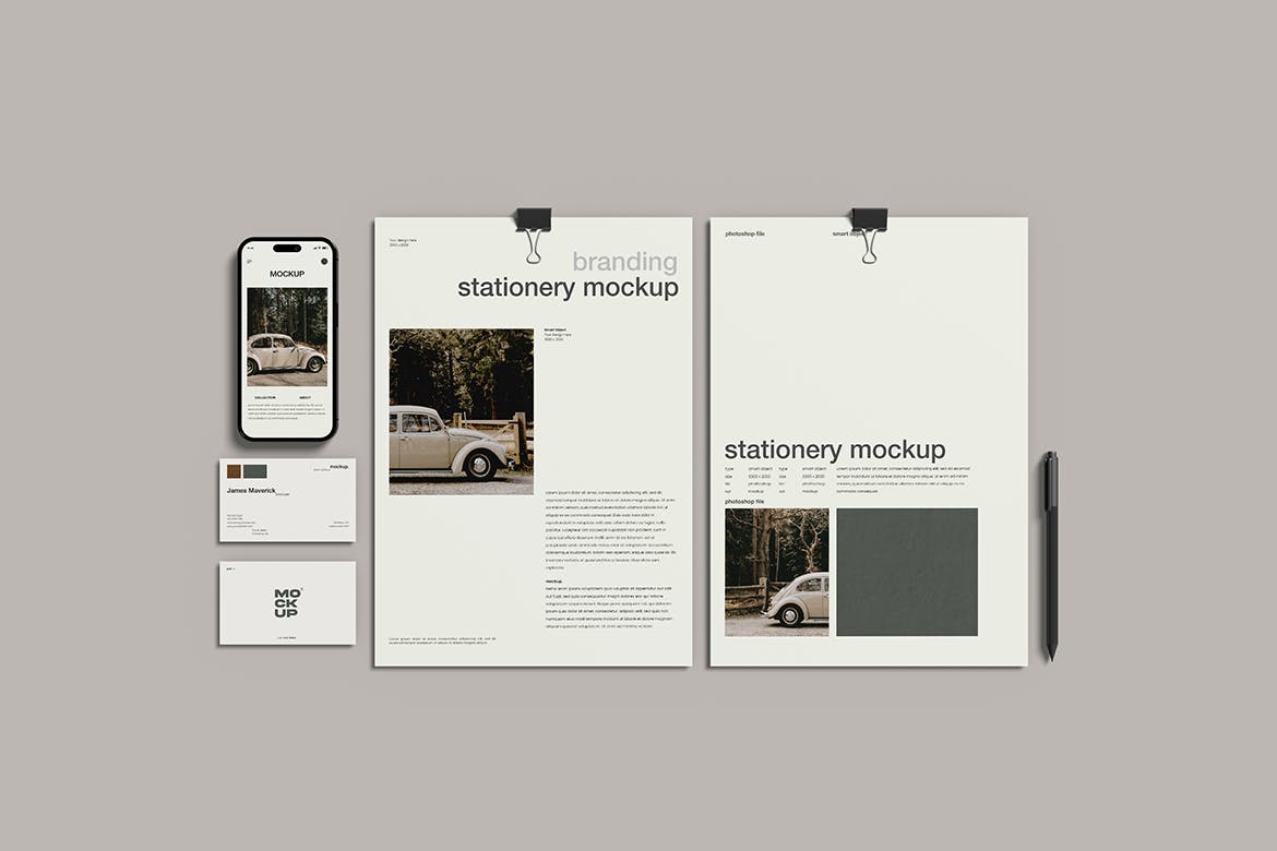 优雅的文具品牌设计样机 Elegant Stationery Branding Mockup 样机素材 sucaiwan.com