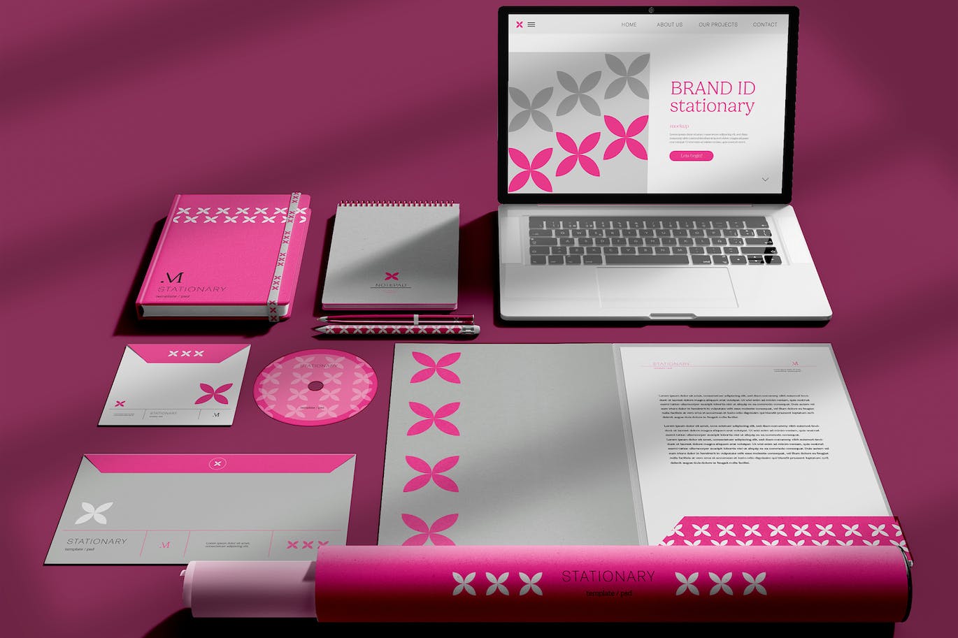 商业办公文具套装品牌VI样机图 Stationery Set Mockup 样机素材 sucaiwan.com