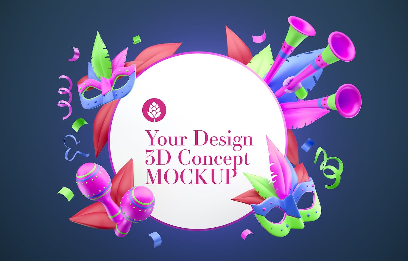 狂欢节元素框架样机图psd素材 Set Carnival Frames Mockup 样机素材 sucaiwan.com